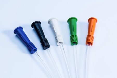 catheter funnel ends color-coded for French sizes of catheters