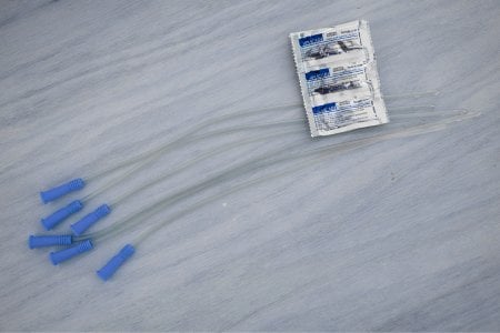 straight catheters with a lubrication packet