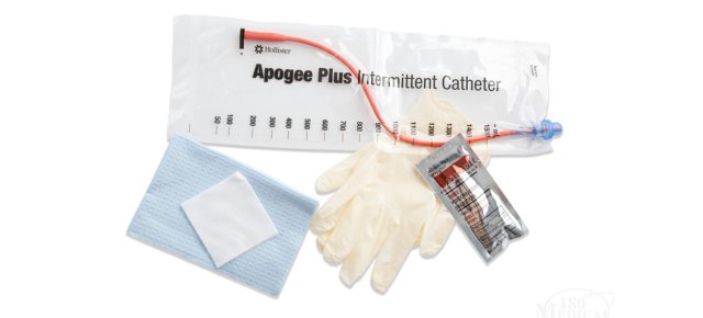 Hollister apogee plus red rubber closed system catheter