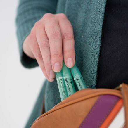 female compact catheters in purse