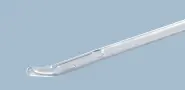 Close-up of a medical catheter with a specialized tapered coud&eacute; tip.